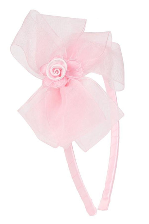 Organza Bow Headband W/ Satin Flower