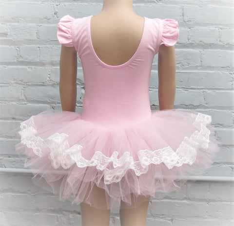 Pink Rhinestone Star Lace Trim Ballet Dress