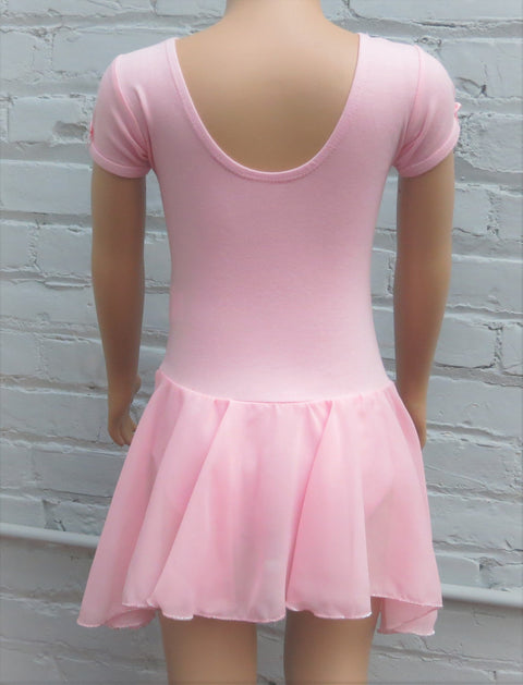 Pink Chiffon Skirted 2 Flower Ballet Dress