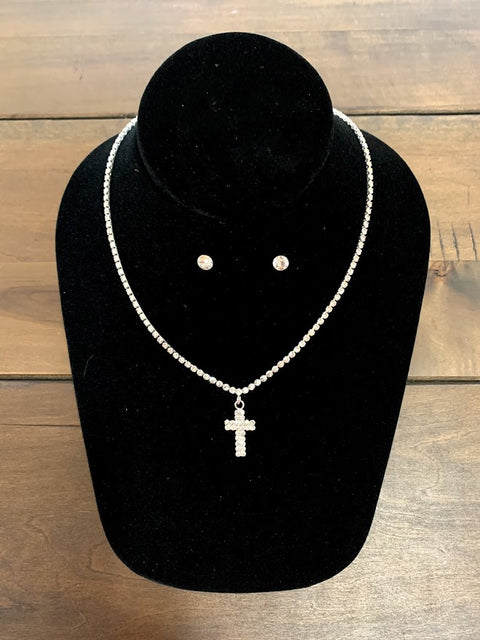Cutie Diamond Cross Necklace Set -2069