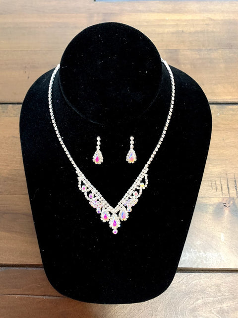 Cutie Victorian tear drop diamond necklace Set -18810