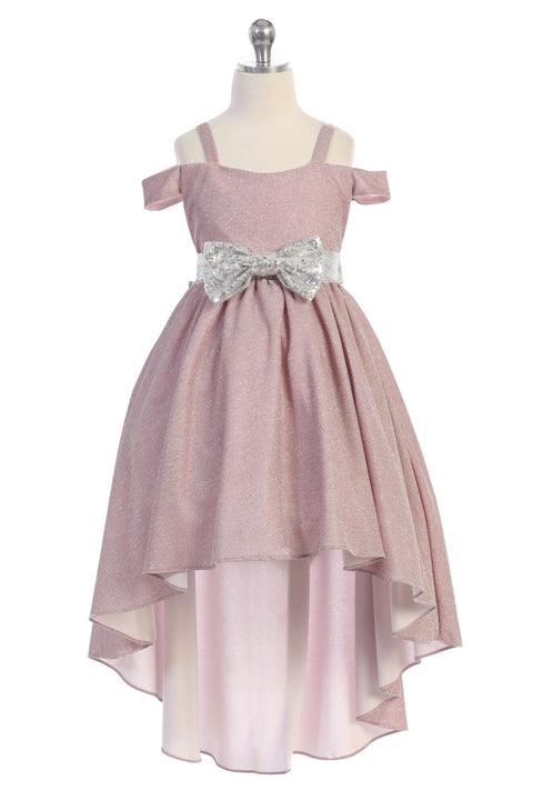 Pink Sparkly Sequin High-Low Dress