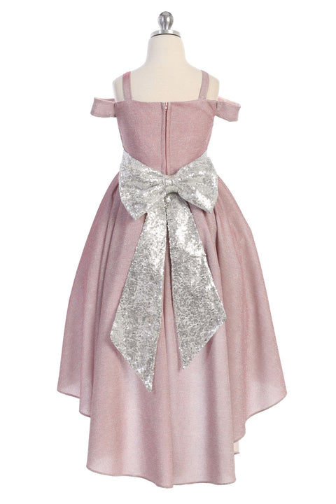 Pink Sparkly Sequin High-Low Dress