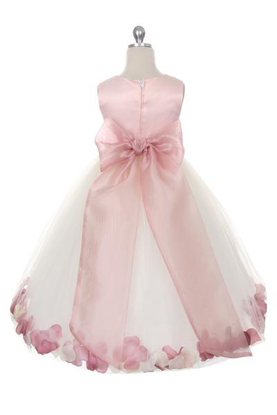 Dusty Rose Top Flower Petal Dress w/ Sash