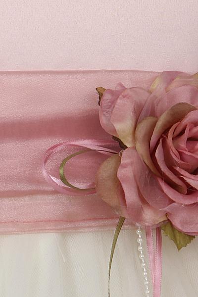 Dusty Rose Top Flower Petal Dress w/ Sash