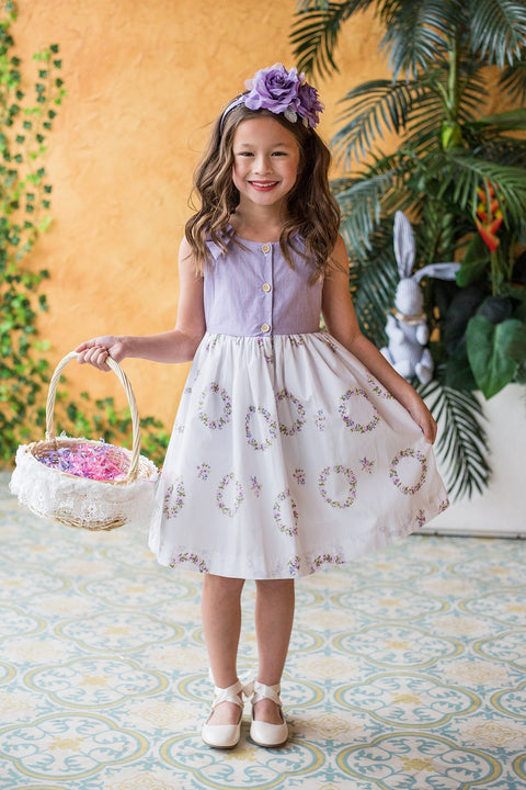 Cotton Shoulder Bow Button Dress