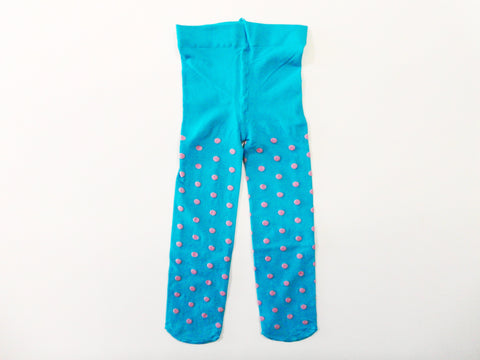 Pink Polka Dot Blue Tights