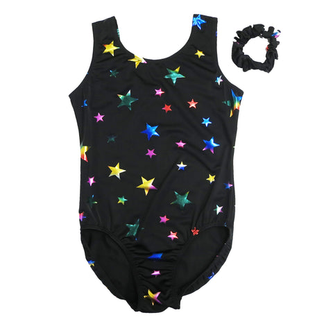 Adult Black Rainbow Stars Leotard