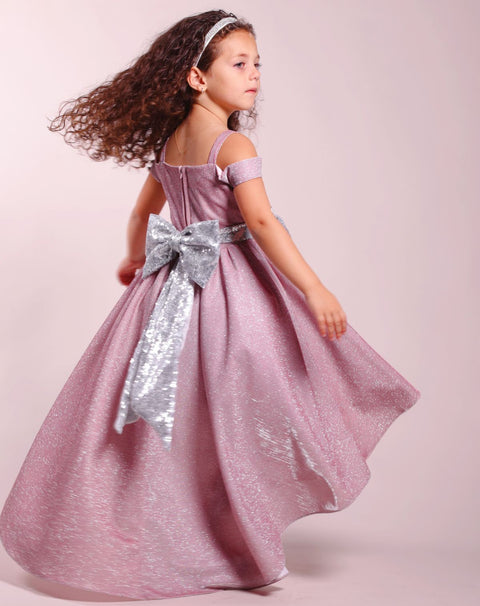 Pink Sparkly Sequin High-Low Dress