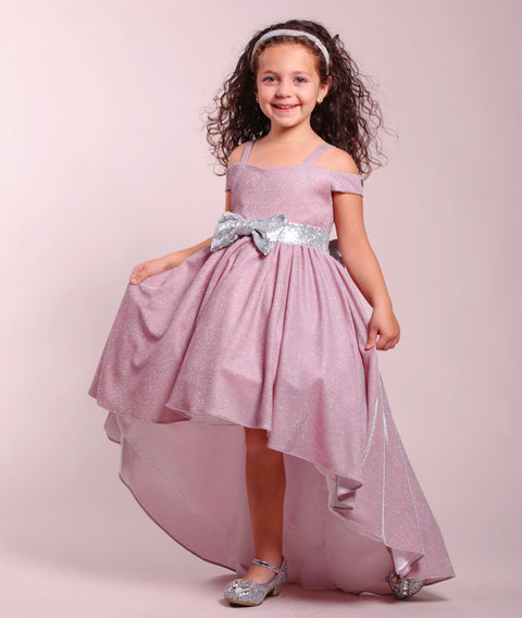 Pink Sparkly Sequin High-Low Dress