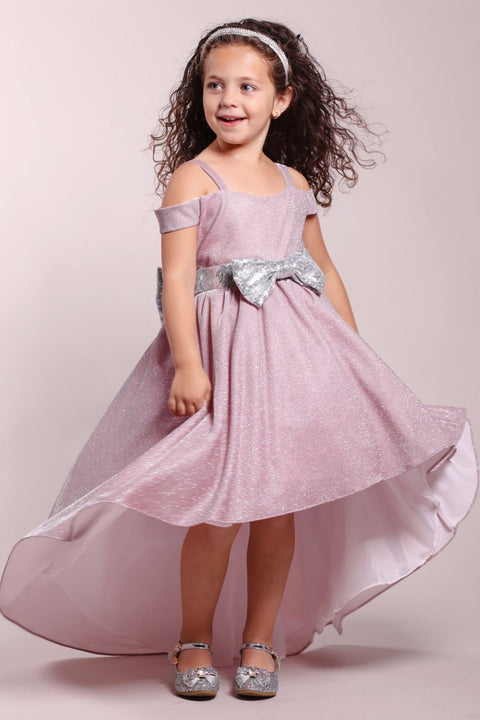 Pink Sparkly Sequin High-Low Dress
