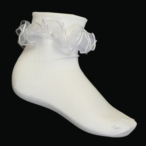 Cutie White Ruffle Sock #1
