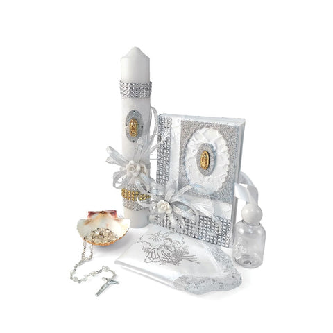 Large Baptism Candle Set #5-White