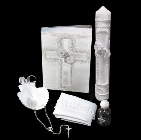 Large Baptism Candle Set With Cross