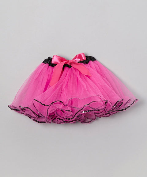Hot Pink Tutu With Black Sequin Trim