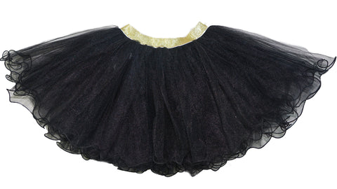 Gold Elastic Black Tutu Skirt