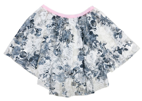 Black White Lace Floral Hi-Low Skirt