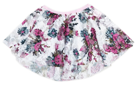 Hot Pink Lace Floral Hi-Low Skirt