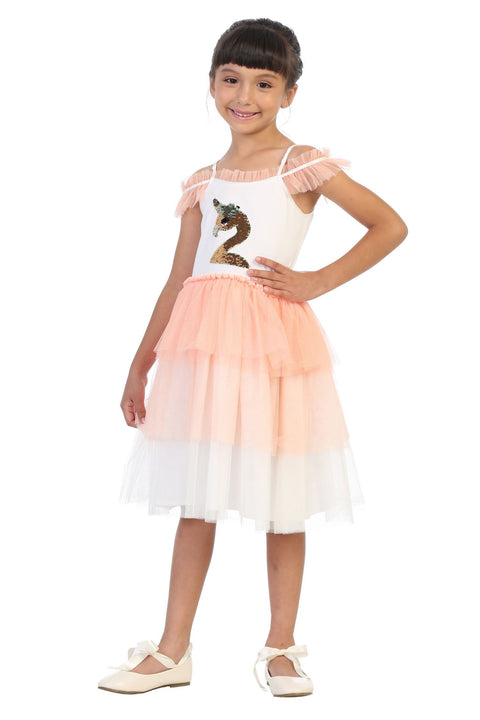 Flamingo-corn Flip Sequin Tutu Dress