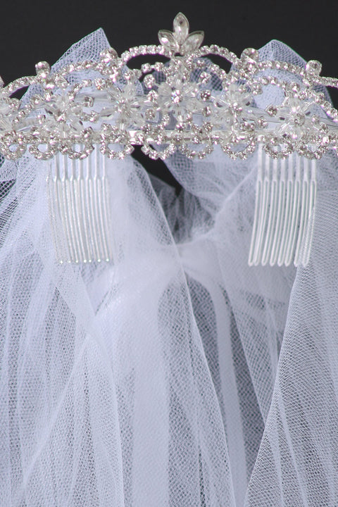 Crystal Stone Crown with Veil