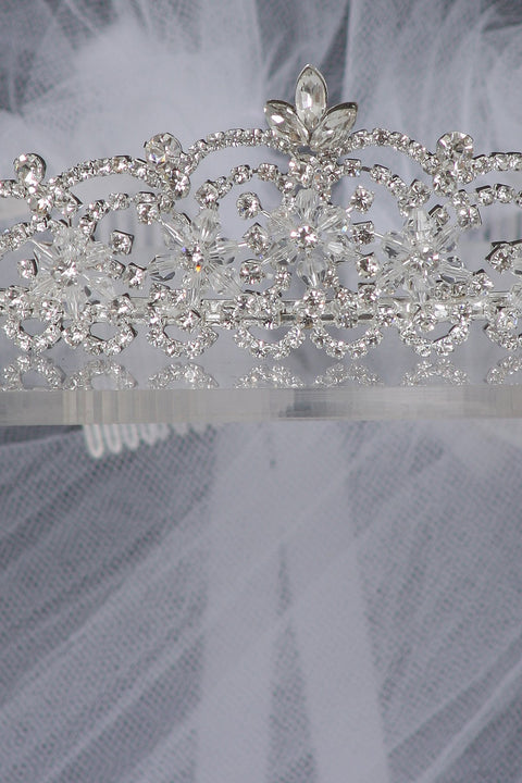Crystal Stone Crown with Veil