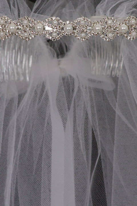 Pearl Cyrstal Crown with Veil
