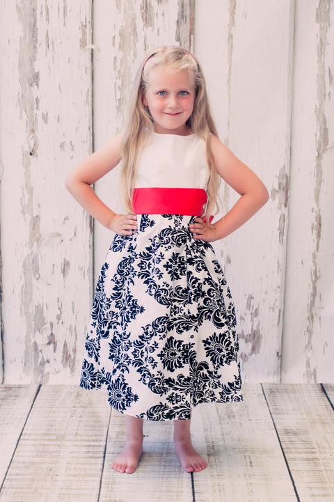 Velvet Flocked Taffeta Girl Dress