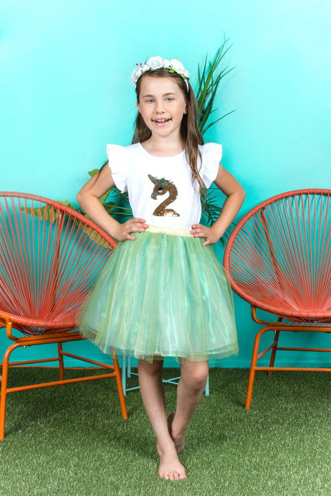 Flamingo-corn Shirt + Tutu Skirt