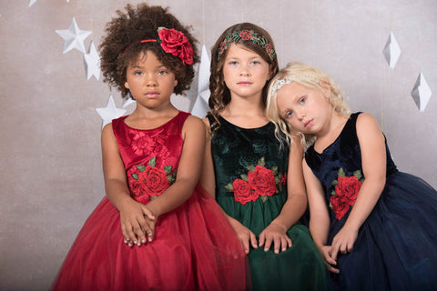 Velvet Rose Patch Girl Dress