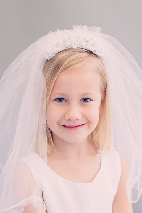 Satin Flower Comb Veil
