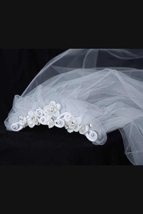 Satin Flower Comb Veil