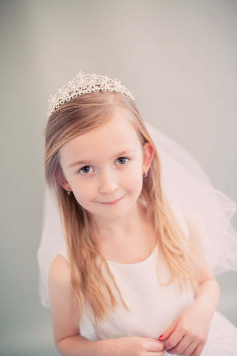 Crystal Stone Crown with Veil